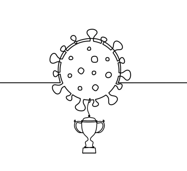 Signo Abstracto Virus Corona Con Plano Como Dibujo Línea Sobre — Vector de stock