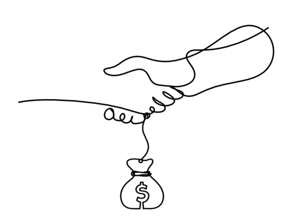 Abstrato Aperto Mão Com Troféu Como Desenho Linha Sobre Fundo — Vetor de Stock