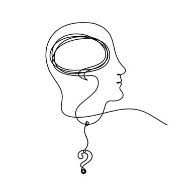 Beyaz arkaplanda çizgi çizen düzlemli siluet profili