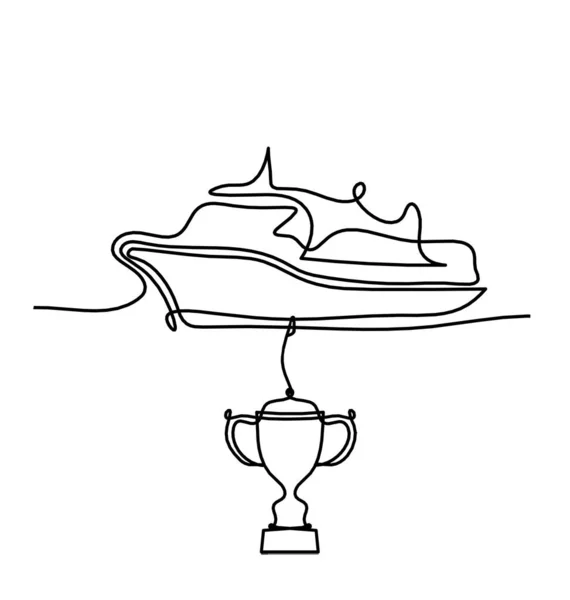 Abstract Boat Trophy Line Drawing White Background — Stockvector