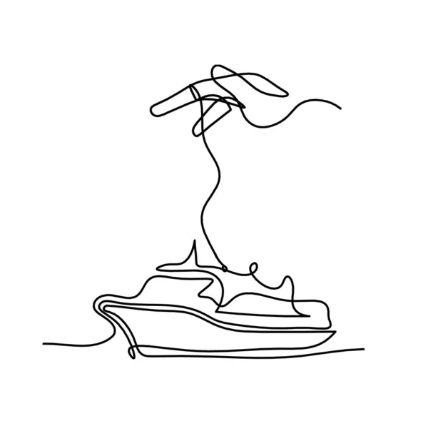 Abstract Boat Hand Line Drawing White Background — Vettoriale Stock