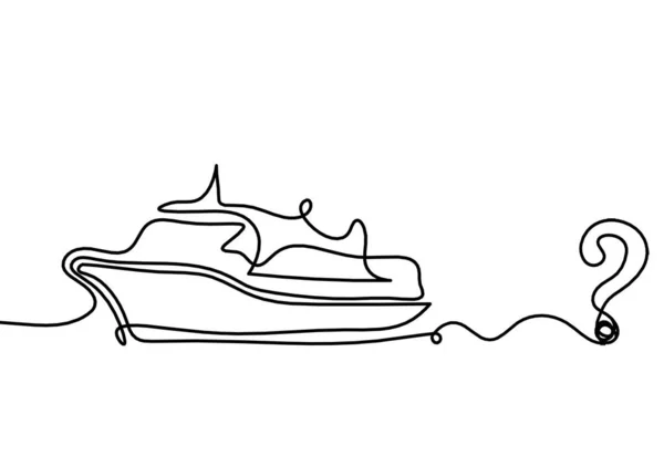 Abstract Boat Question Mark Line Drawing White Background — Stockvector