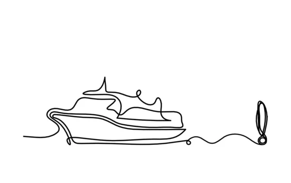 Abstract Boat Exclamation Mark Line Drawing White Background — Stockvector