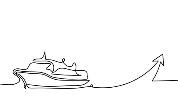 Abstract Boat Direction Line Drawing White Background — Vettoriale Stock