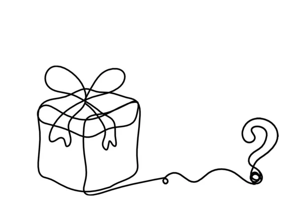 Abstract Present Box Question Mark Continuous Line Drawing White Background — Wektor stockowy
