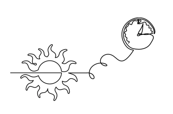 Abstract Sun Clock Line Drawing White Background — Stock vektor