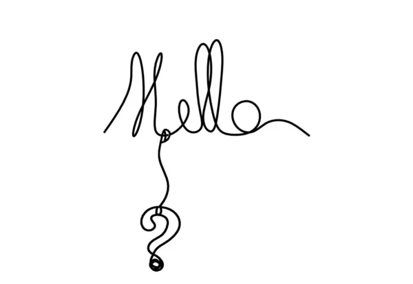Calligraphic Inscription Word Bonjour Hello Question Mark Continuous Line Drawing — Zdjęcie stockowe