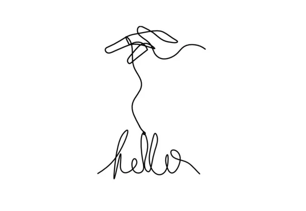 Calligraphic Inscription Word Bonjour Hello Hand Continuous Line Drawing White — Zdjęcie stockowe