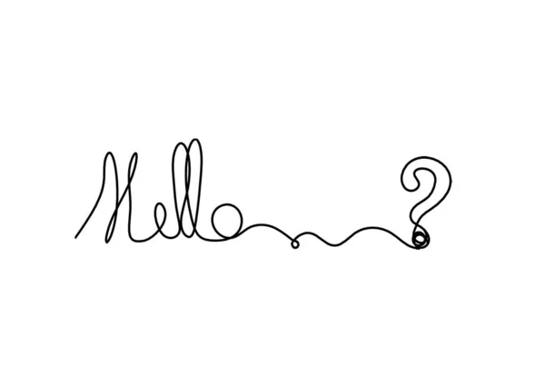 Calligraphic Inscription Word Bonjour Hello Question Mark Continuous Line Drawing — Photo
