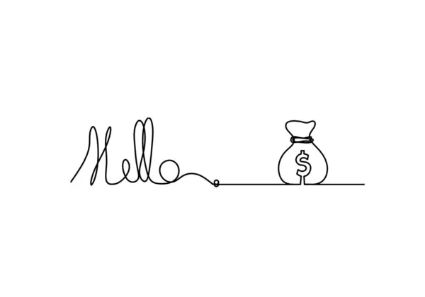 Calligraphic Inscription Word Bonjour Hello Dollar Continuous Line Drawing White — Stock fotografie
