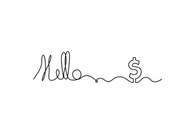 Calligraphic Inscription Word Bonjour Hello Dollar Continuous Line Drawing White — Fotografia de Stock