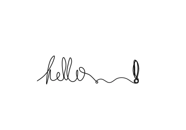 Calligraphic Inscription Word Bonjour Hello Exclamation Mark Continuous Line Drawing — Foto Stock