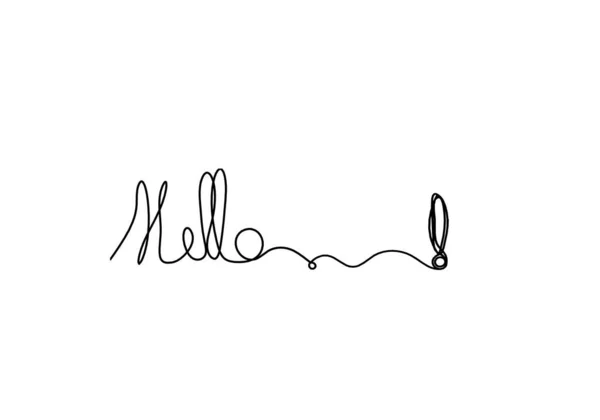 Calligraphic Inscription Word Bonjour Hello Exclamation Mark Continuous Line Drawing — Stockfoto
