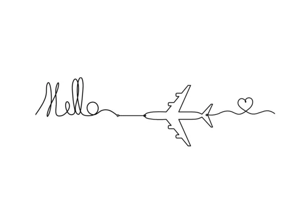 Calligraphic Inscription Word Bonjour Hello Plane Continuous Line Drawing White — Stockfoto