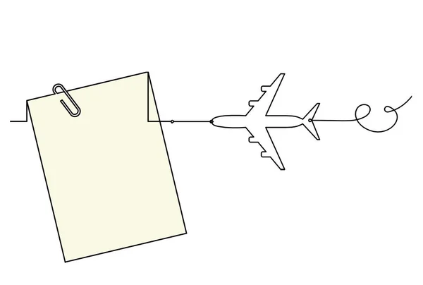 Abstract Color Paper Paper Clip Plane Line Drawing White Background — Fotografia de Stock