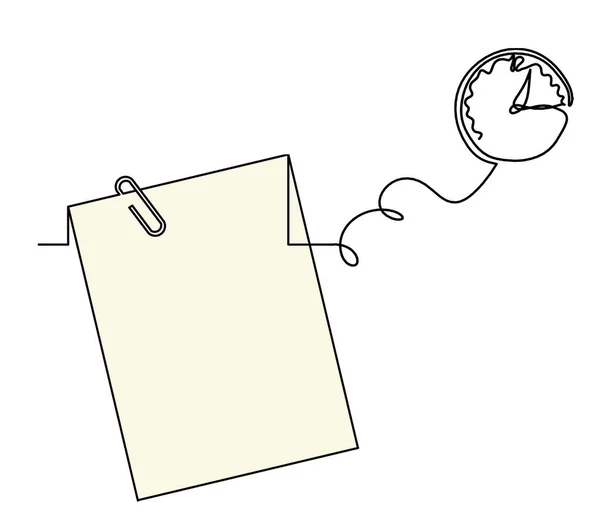 Abstract Color Paper Paper Clip Clock Line Drawing White Background — Fotografia de Stock