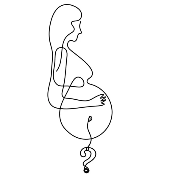 Mother Silhouette Body Question Mark Line Drawing Picture White — Stock fotografie