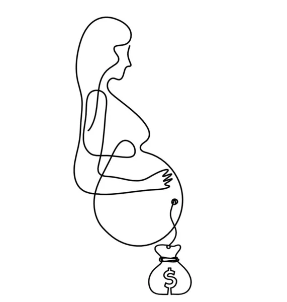Mother Silhouette Body Dollar Line Drawing Picture White — Stockfoto