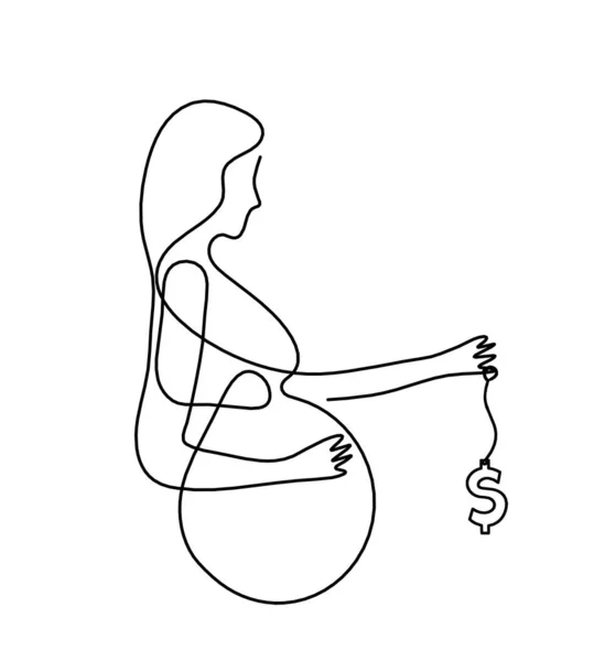 Mother Silhouette Body Dollar Line Drawing Picture White —  Fotos de Stock