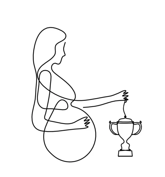 Mother Silhouette Body Trophy Line Drawing Picture White — Stockfoto