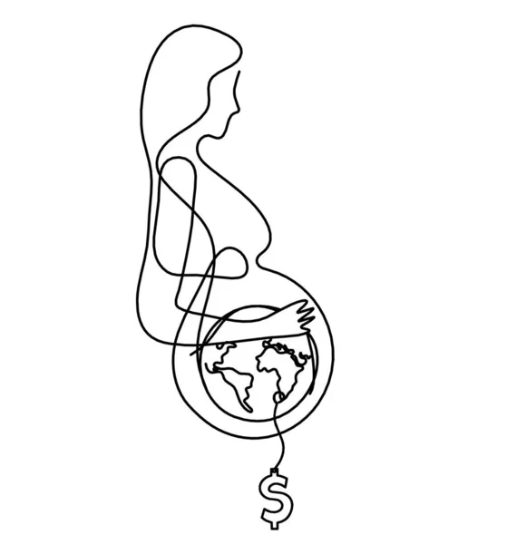 Mother Silhouette Body Dollar Line Drawing Picture White — Fotografia de Stock