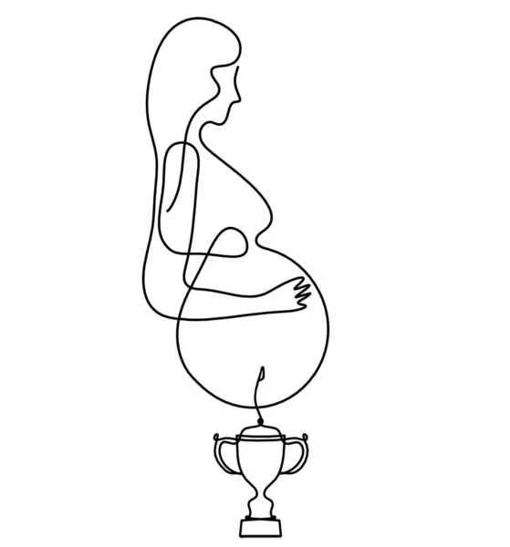 Mother Silhouette Body Trophy Line Drawing Picture White —  Fotos de Stock