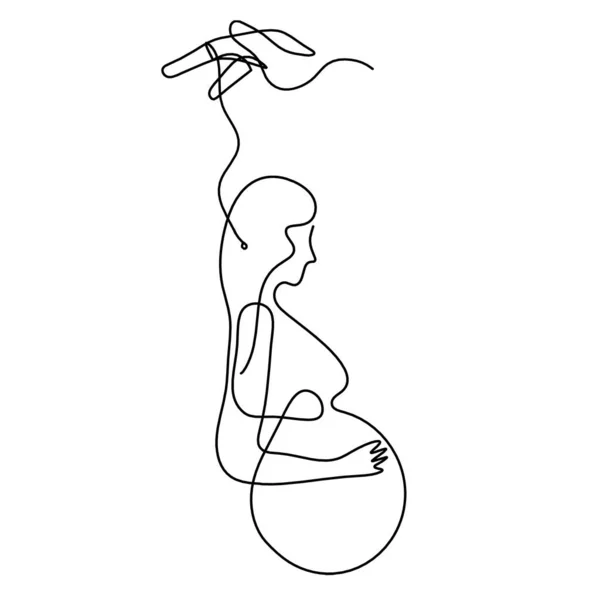 Mother Silhouette Body Hand Line Drawing Picture White — Stockfoto
