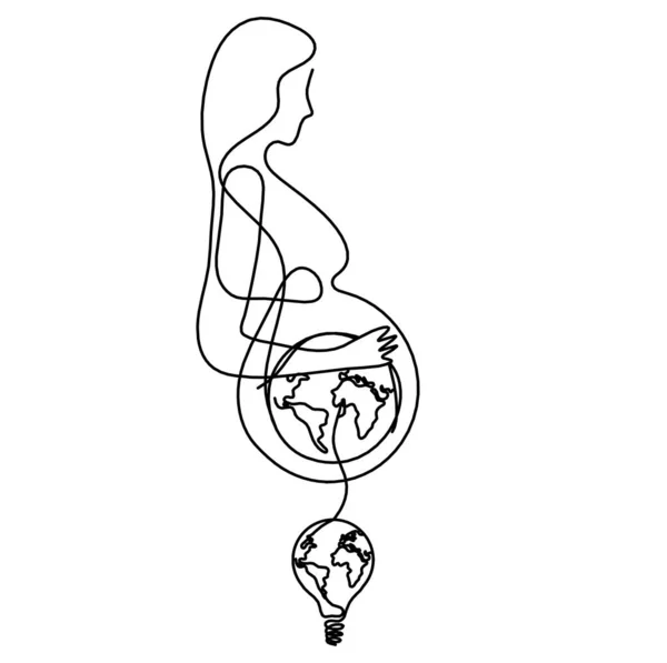 Mother Silhouette Body Light Bulb Line Drawing Picture White — Stockfoto