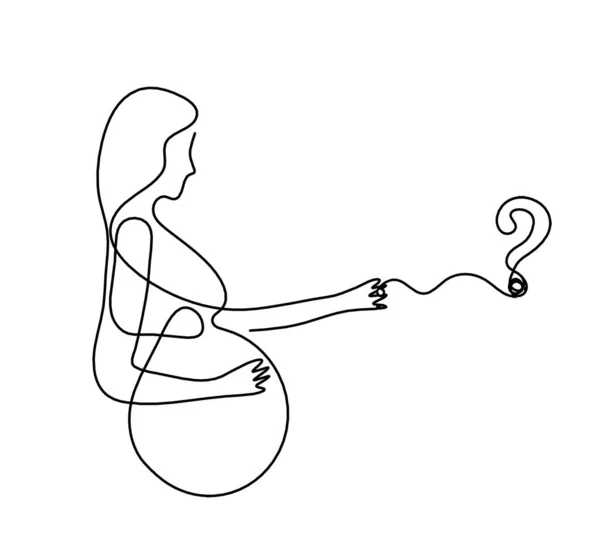 Mother Silhouette Body Question Mark Line Drawing Picture White — Stockfoto