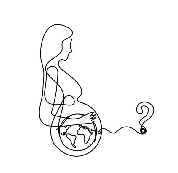 Mother Silhouette Body Question Mark Line Drawing Picture White —  Fotos de Stock