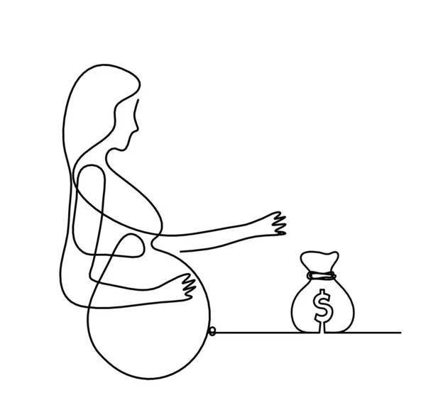 Mother Silhouette Body Dollar Line Drawing Picture White — Stockfoto