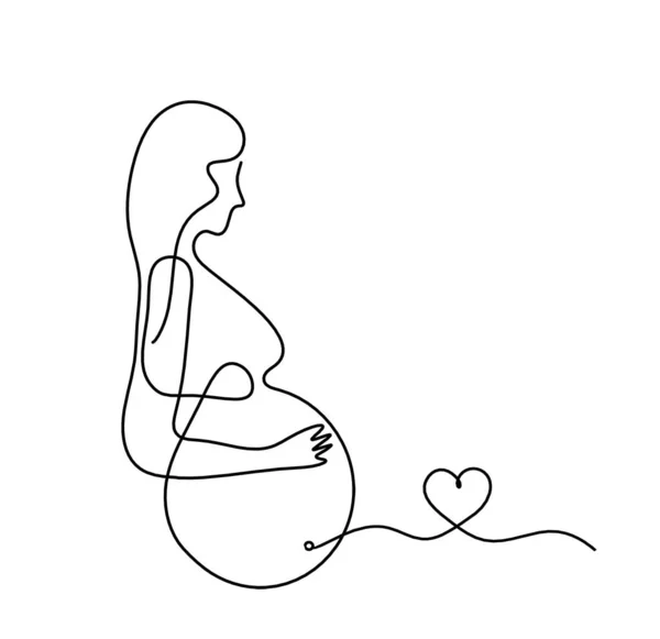 Corpo Silhueta Mãe Com Coração Como Desenho Linha Imagem Branco — Fotografia de Stock