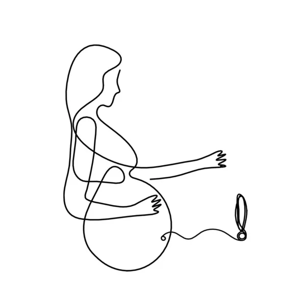 Mother Silhouette Body Exclamation Mark Line Drawing Picture White — Stockfoto