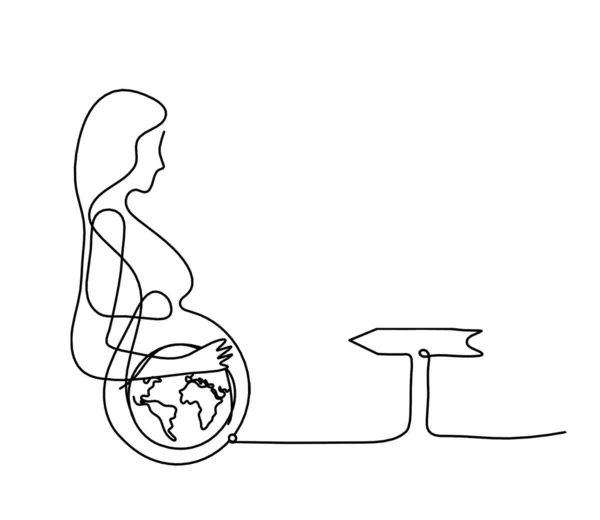 Mother silhouette body with direction as line drawing picture on white