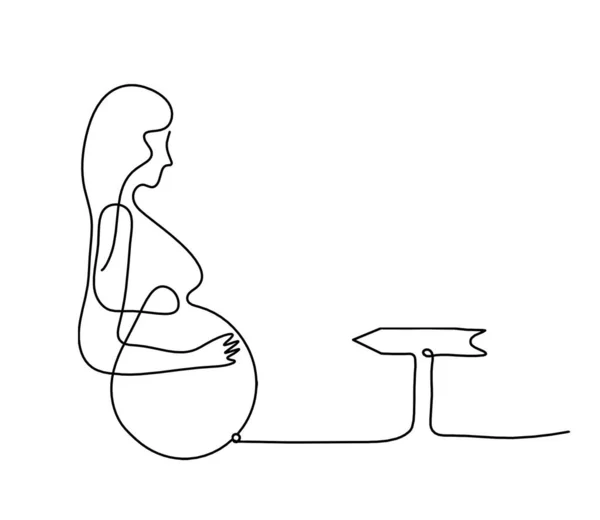 Mother silhouette body with direction as line drawing picture on white