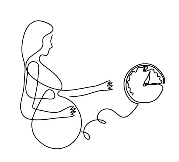 Mother Silhouette Body Clock Line Drawing Picture White — Fotografia de Stock
