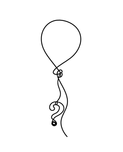 Abstract Air Balloon Question Mark Line Drawing White Background — Vettoriale Stock