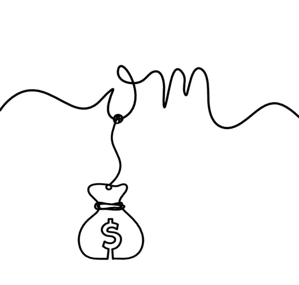Sign Dollar Line Drawing White Background — Vetor de Stock