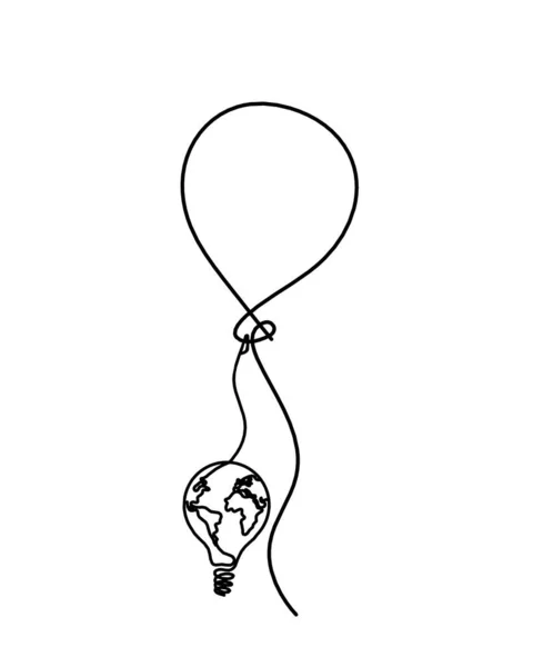 Αφηρημένο Μπαλόνι Αέρα Και Λάμπα Σχέδιο Γραμμή Λευκό Φόντο — Διανυσματικό Αρχείο