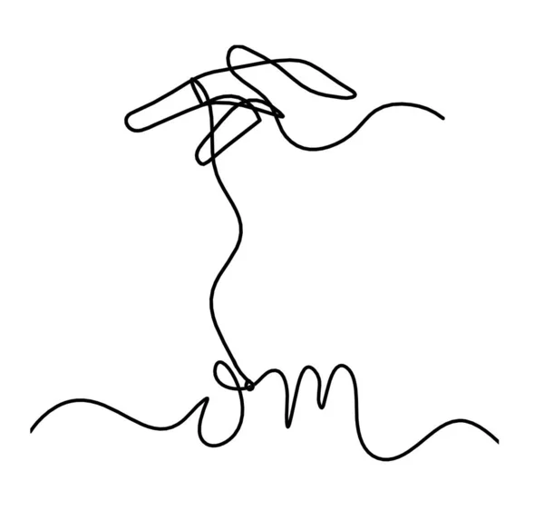 Sign Hand Line Drawing White Background — Vetor de Stock