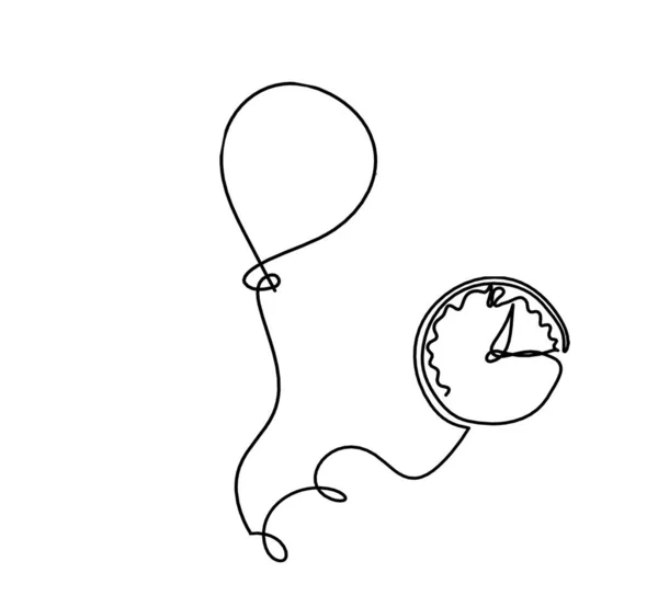 Αφηρημένο Μπαλόνι Αέρα Και Ρολόι Σχέδιο Γραμμή Λευκό Φόντο — Διανυσματικό Αρχείο