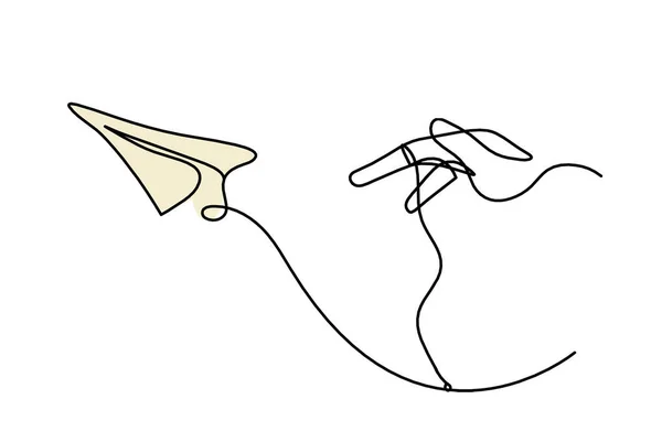 Abstract Color Paper Plane Hand Line Drawing White Background — Stockfoto