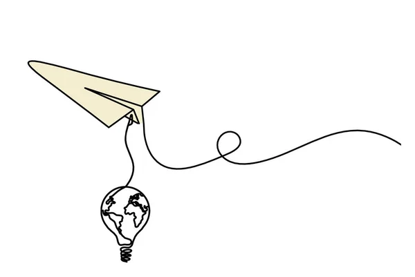 Abstract Color Paper Plane Light Bulb Line Drawing White Background — Stockfoto