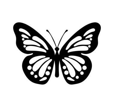 Black decoraive butterfly on white background