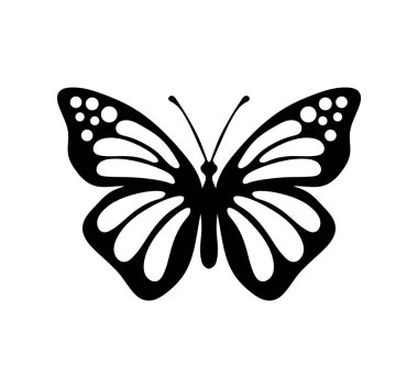 Black decoraive butterfly on white background