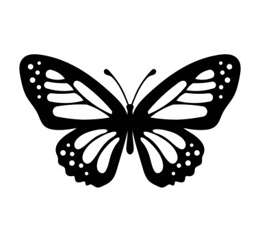 Black decoraive butterfly on white background