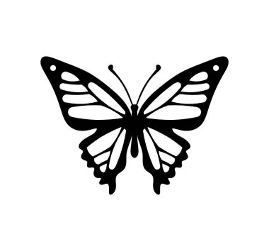 Black decoraive butterfly on white background