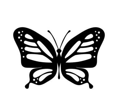 Black decoraive butterfly on white background