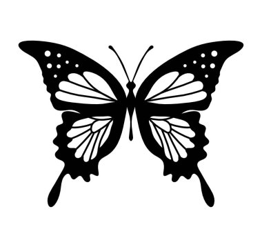 Black decoraive butterfly on white background