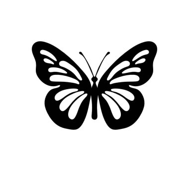 Black decoraive butterfly on white background